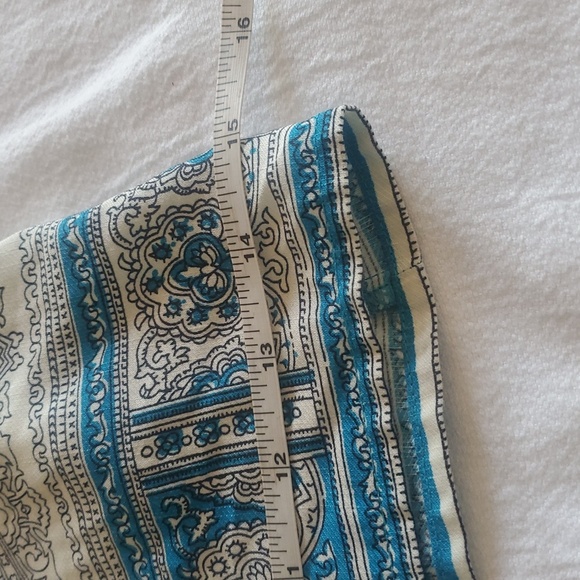 Feather Bone By Anthropologie Blue and White Patterned Lined Wide Leg Sz 6 Pants - Picture 7 of 16